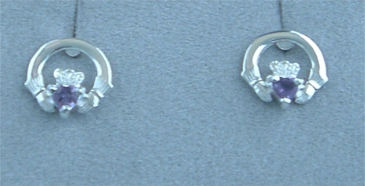 Irish Claddagh Stud Earrings (Lilac)