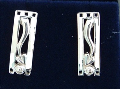 Mackintosh Silver Rectangular Earrings